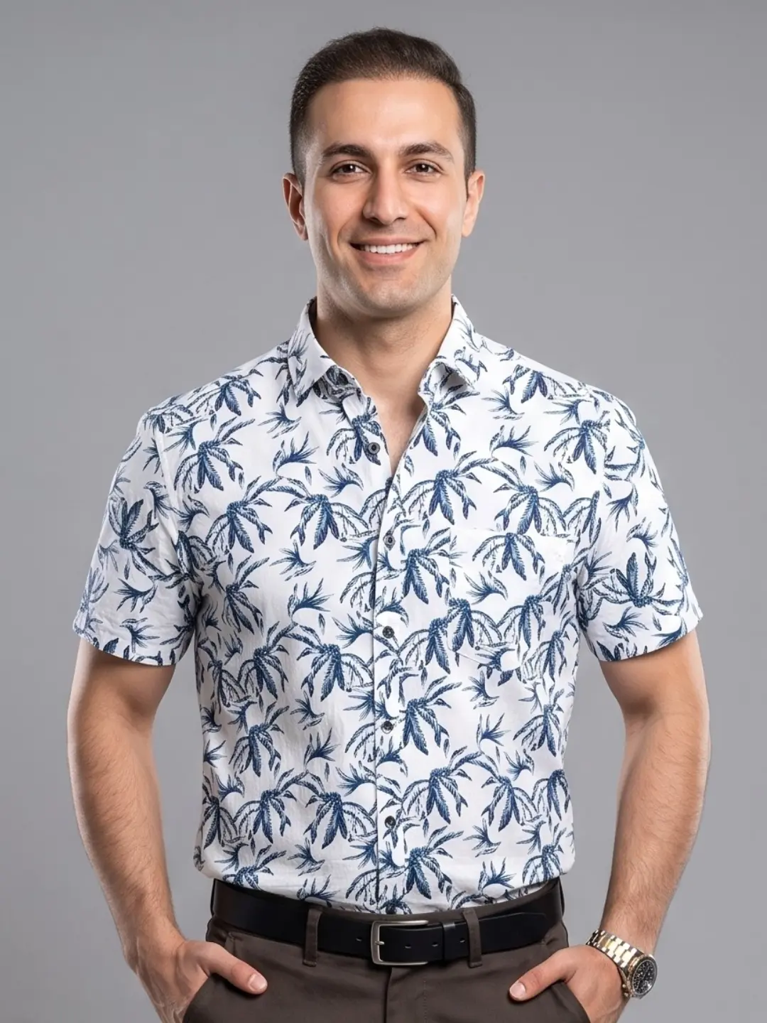 LIVE IN Men White Slim Fit Printed Casual Shirt - LS11H321CPDW