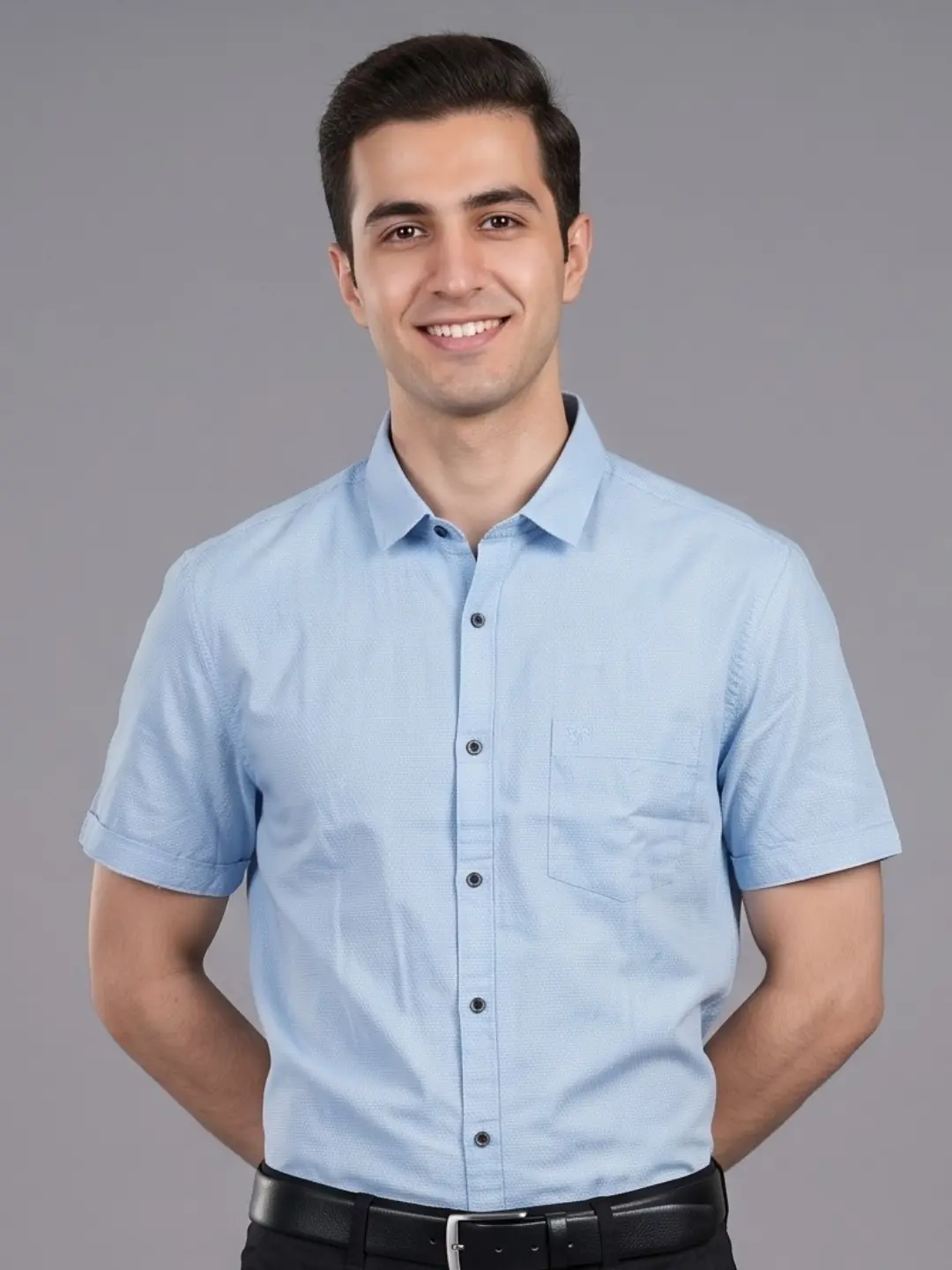 LIVE IN Men Blue Slim Fit Solid Casual Shirt - LS11H341PSSU