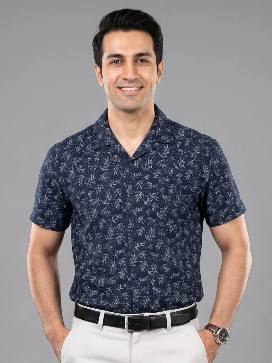 LIVE IN Men Navy Slim Fit Printed Casual Shirt - LS11H531PPDU