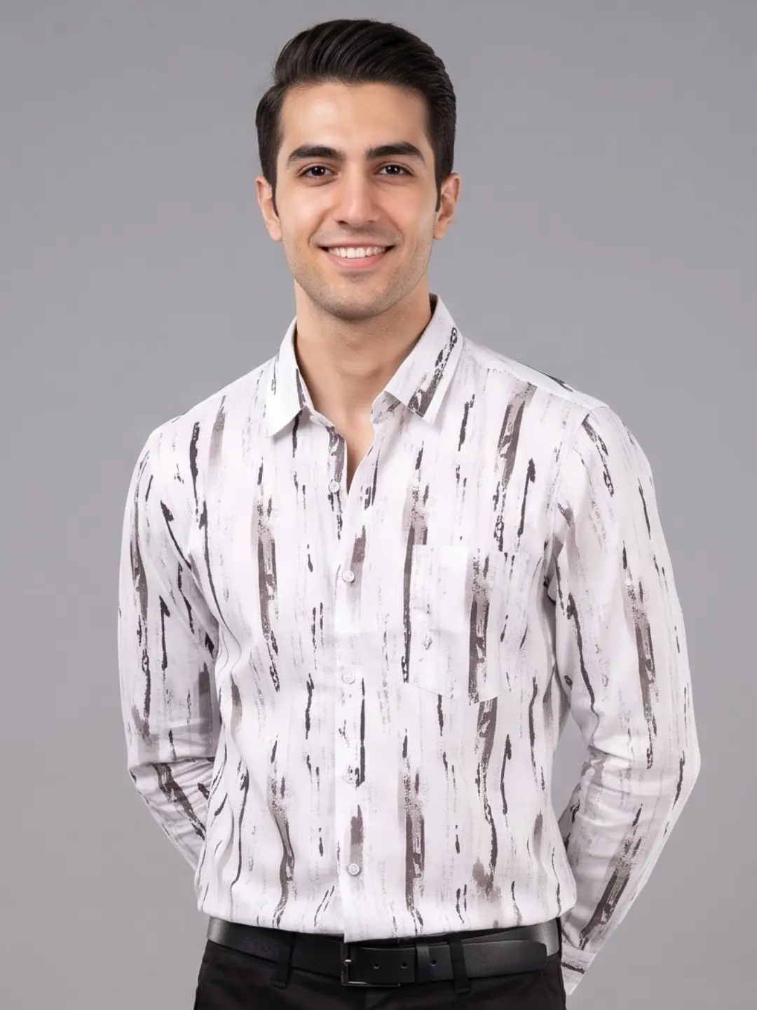 LIVE IN Men Beige Slim Fit Printed Casual Shirt - LS12F294PPSR