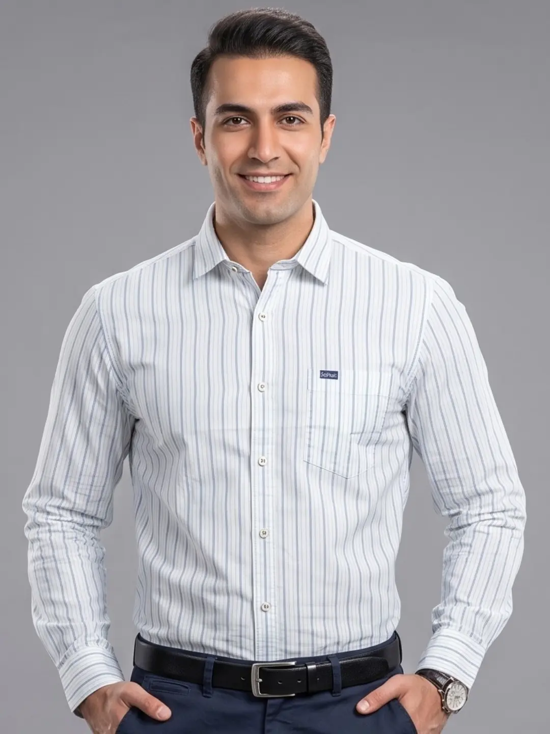 LIVE IN Men Beige Slim Fit Striped Casual Shirt - LS12F360PTOC
