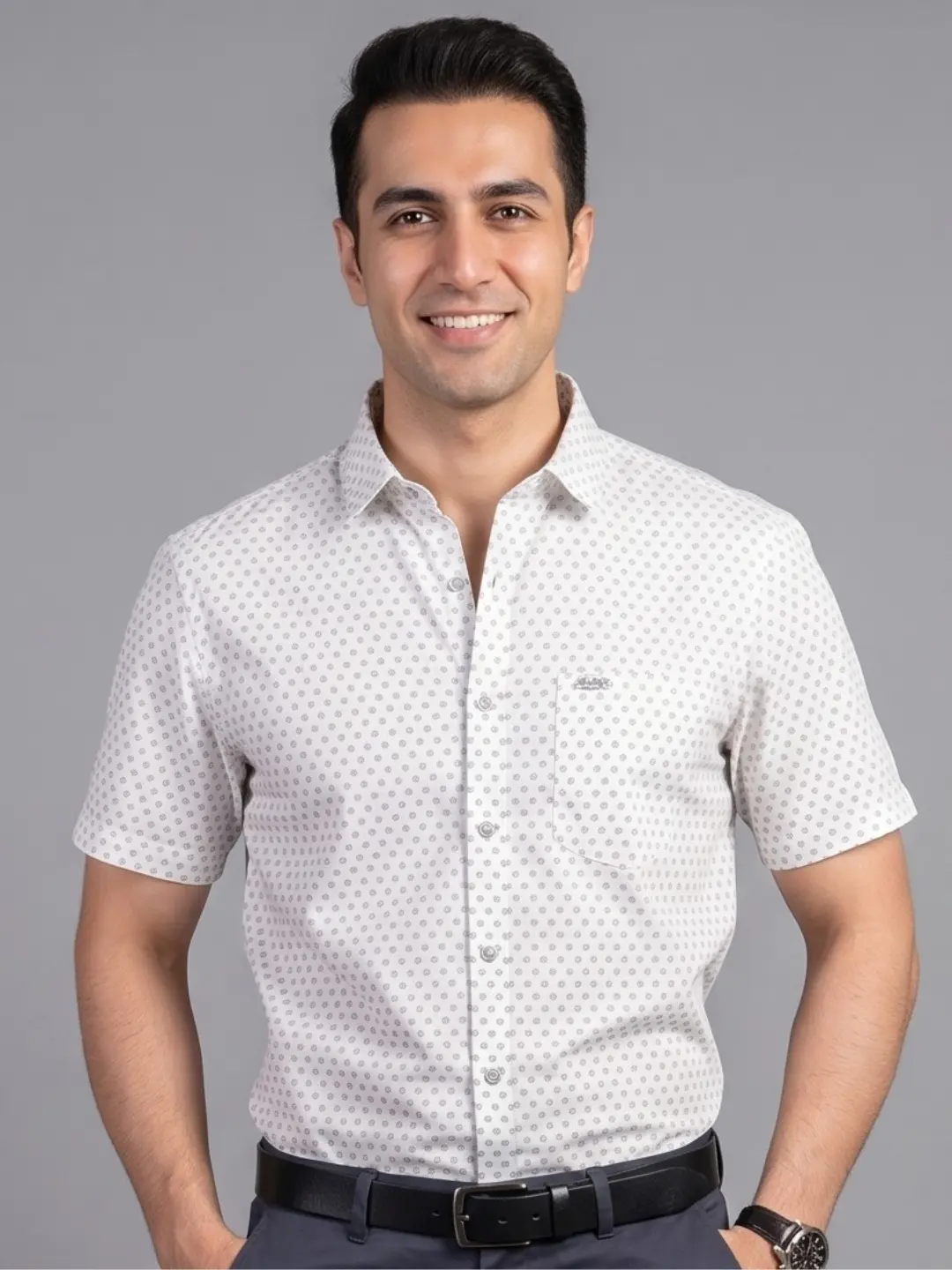 LIVE IN Men White Slim Fit Printed Casual Shirt - LS12H164WPYB