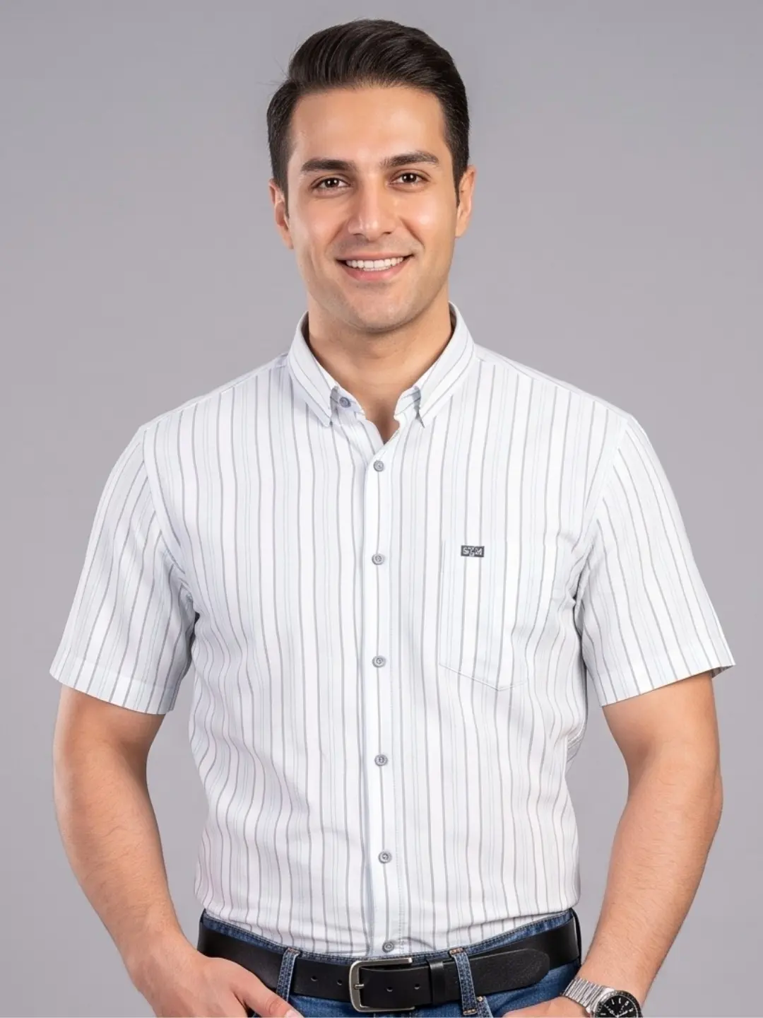 LIVE IN Men White Slim Fit Striped Casual Shirt - LS12H167WPYG
