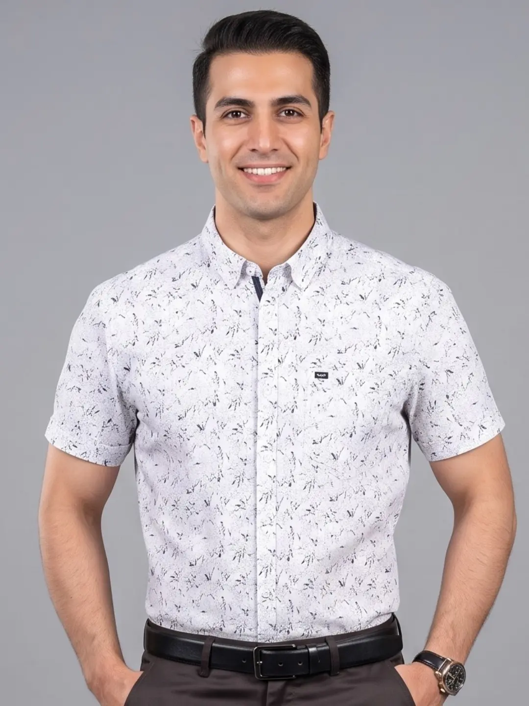 LIVE IN Men White Slim Fit Printed Casual Shirt - LS12H286PPLW