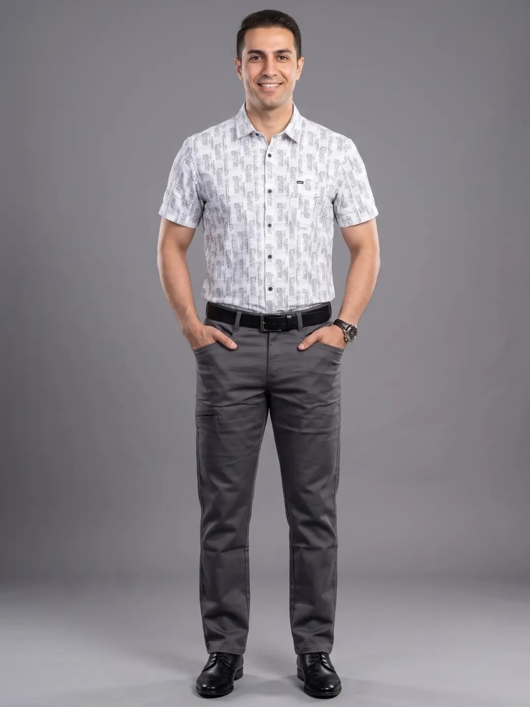 LIVE IN Men White Slim Fit Printed Casual Shirt - LS12H288PPLW