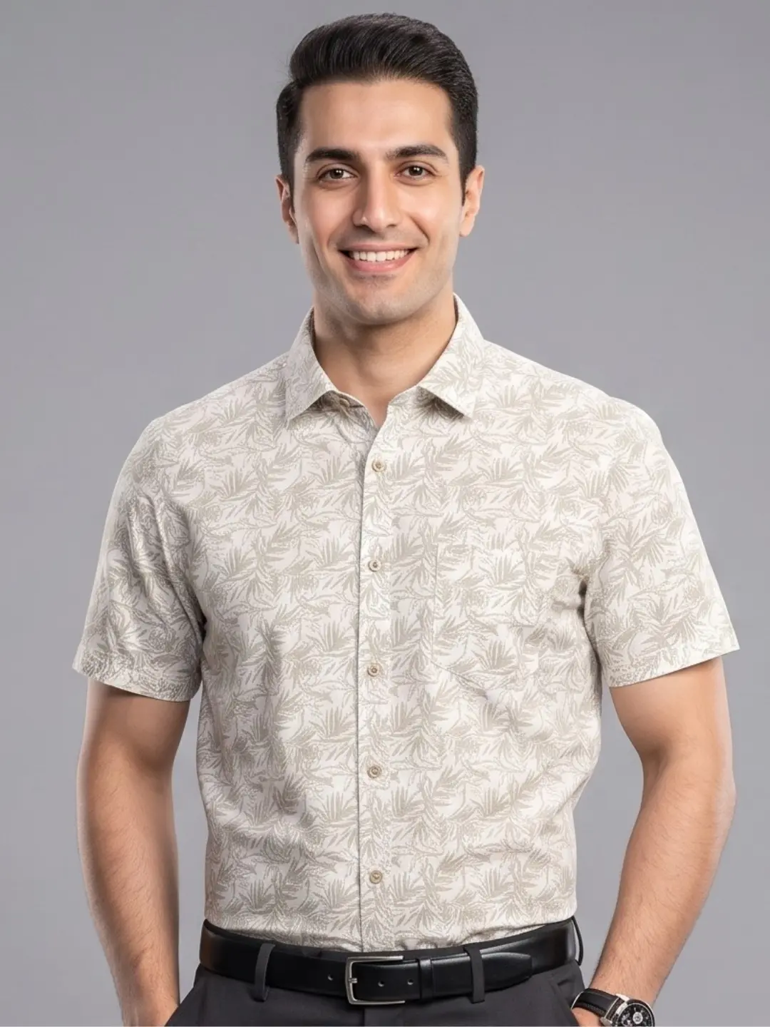 LIVE IN Men Green Slim Fit Printed Casual Shirt - LS12H397WPSG