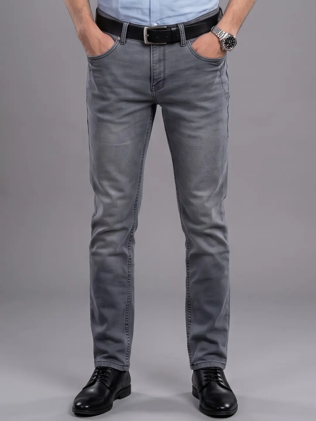 LIVE IN Grey Skinny Fit Solid Denim Jeans-LJP12M113DG2