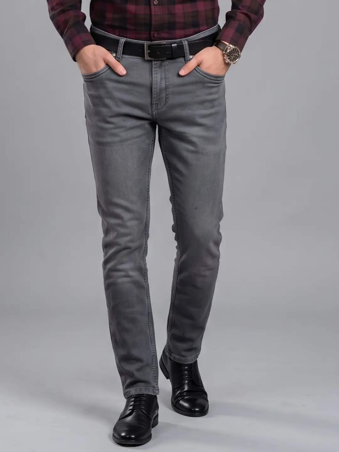 LIVE IN Grey Skinny Fit Solid Denim Jeans-LJP12M124KK2