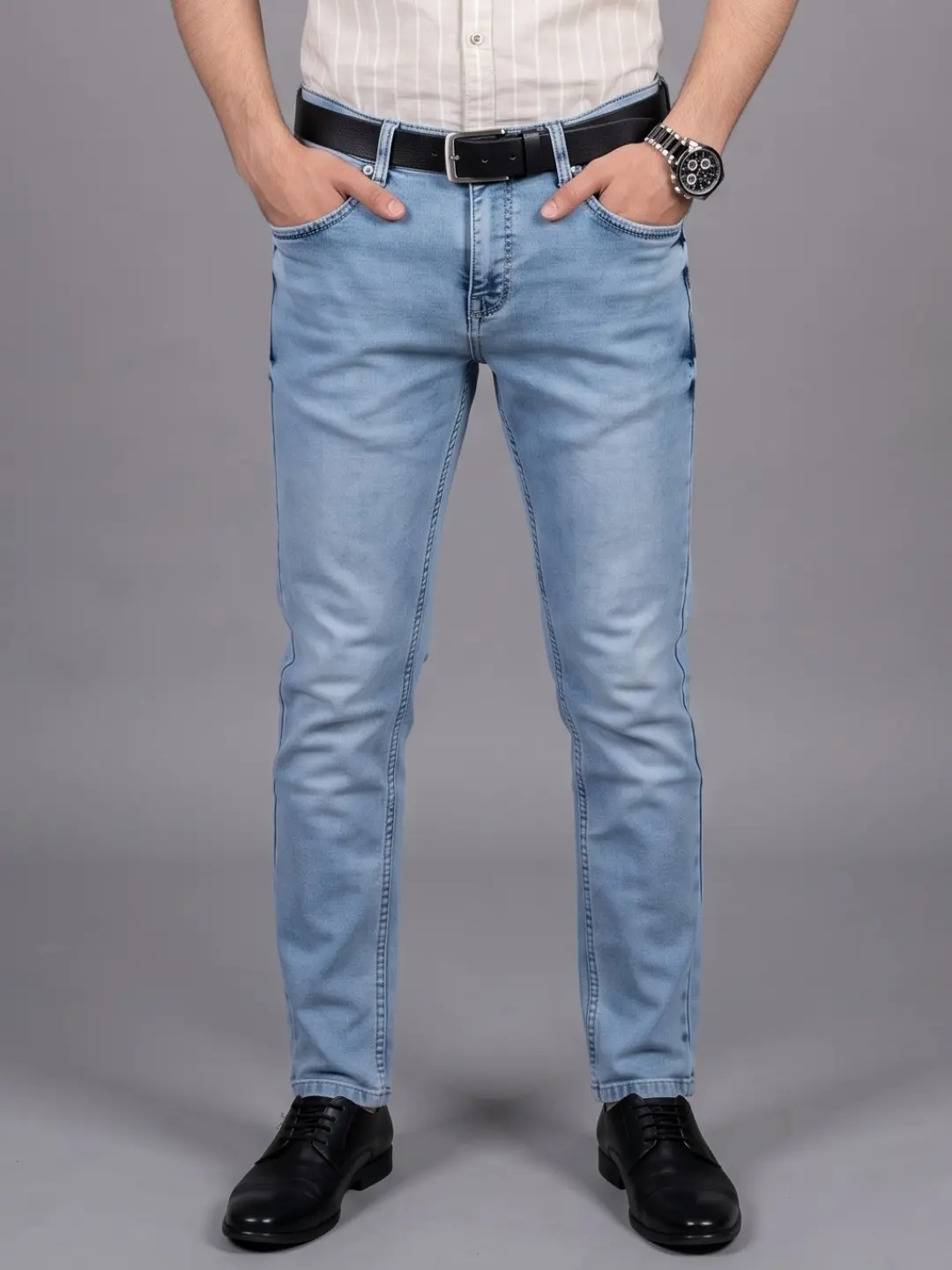 LIVE IN Light Blue Skinny Fit Solid Denim Jeans-LJP12S119KU1