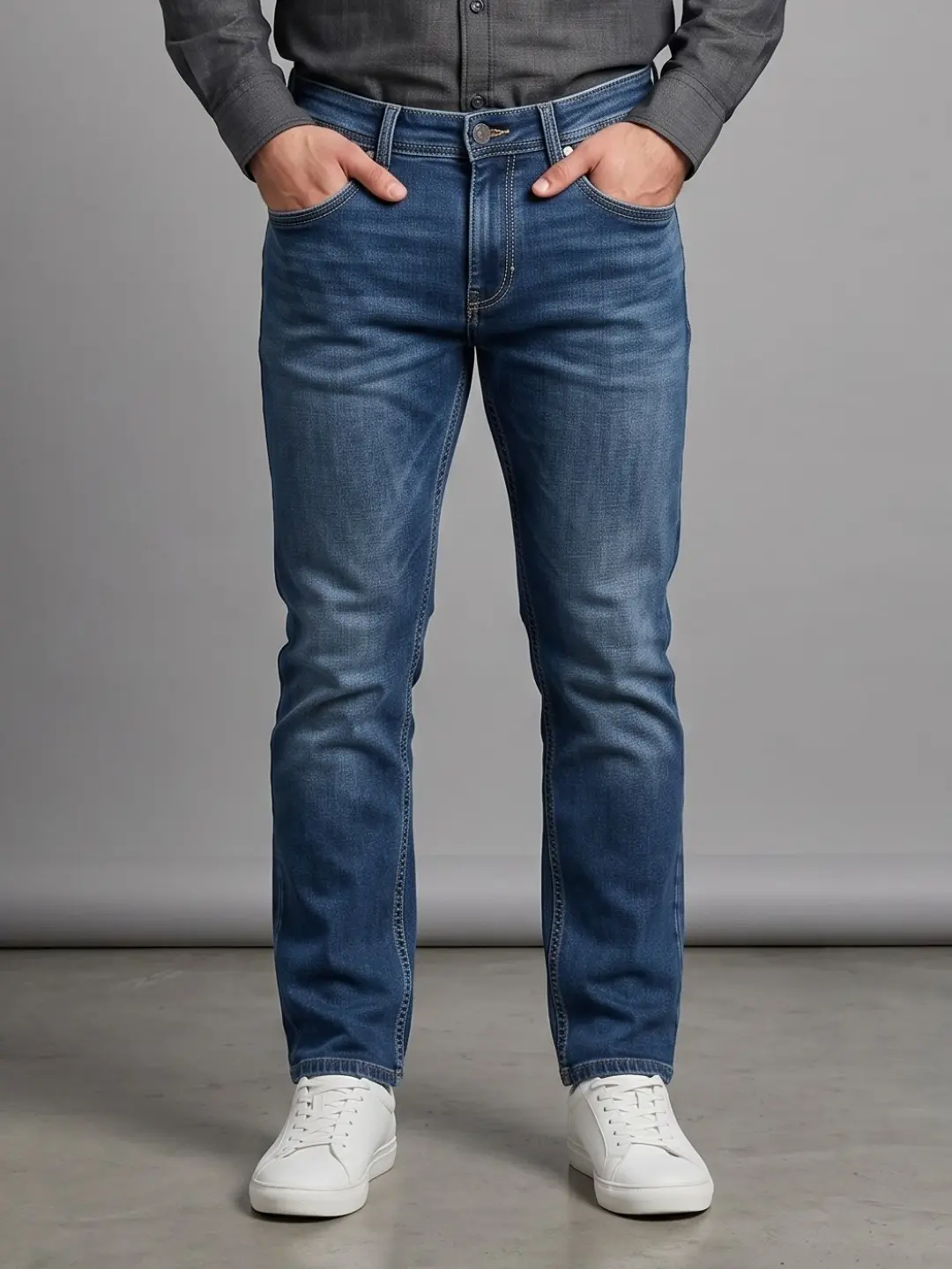 LIVE IN Blue Regular Fit Solid Denim Jeans-SLJP12I134KU