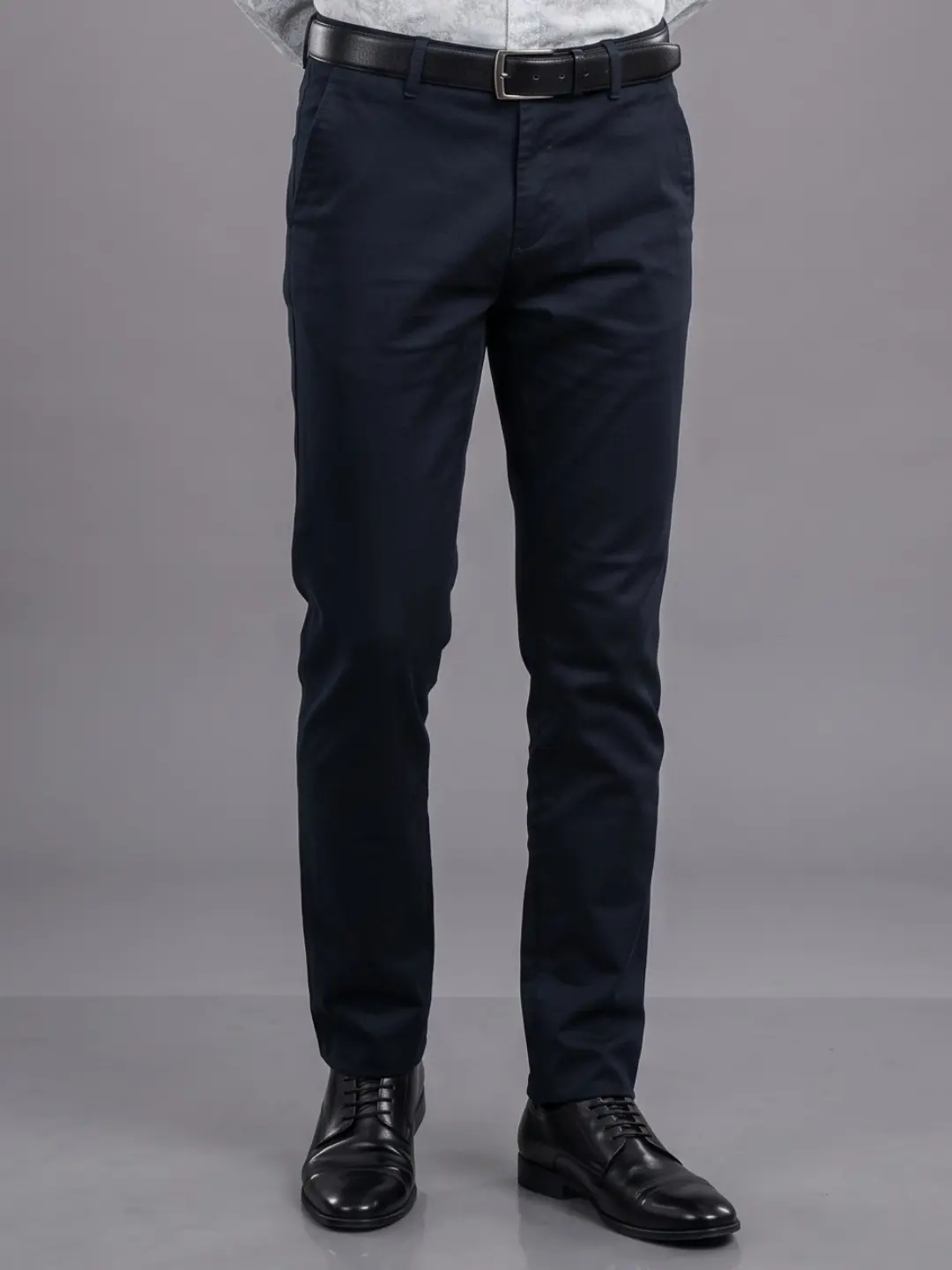 LIVE IN Black Slim Fit Solid Cotton Casual Trousers-STL12I363SD6
