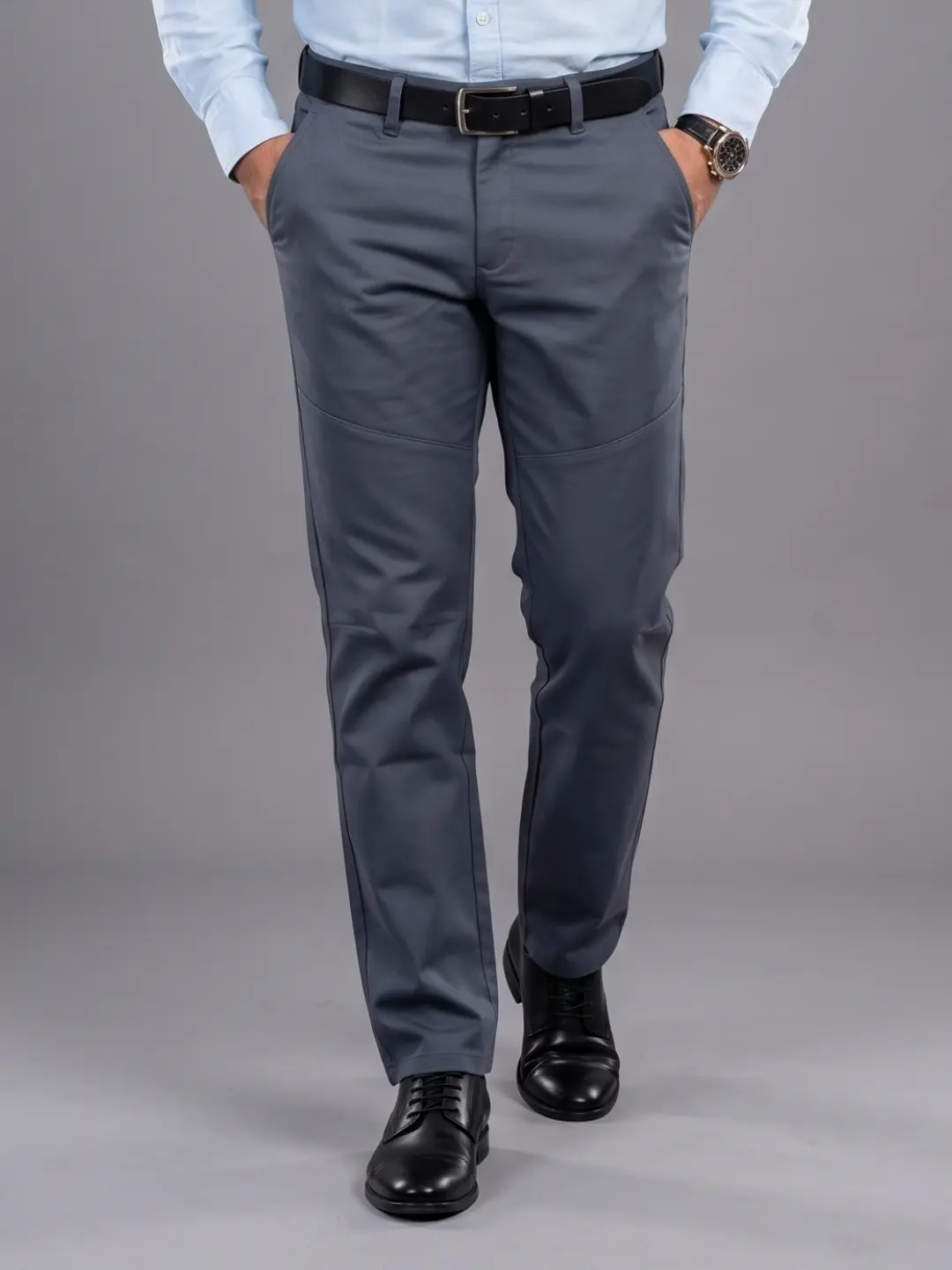 LIVE IN Grey Regular Fit Solid Polycotton Casual Trousers-LTECPP151B32